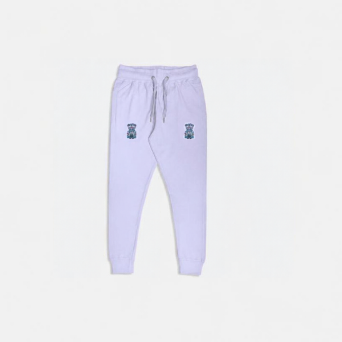 Shunya Fashion Crafted Joy Embroidery Women Joggers Light Gray { Pink { Lavender