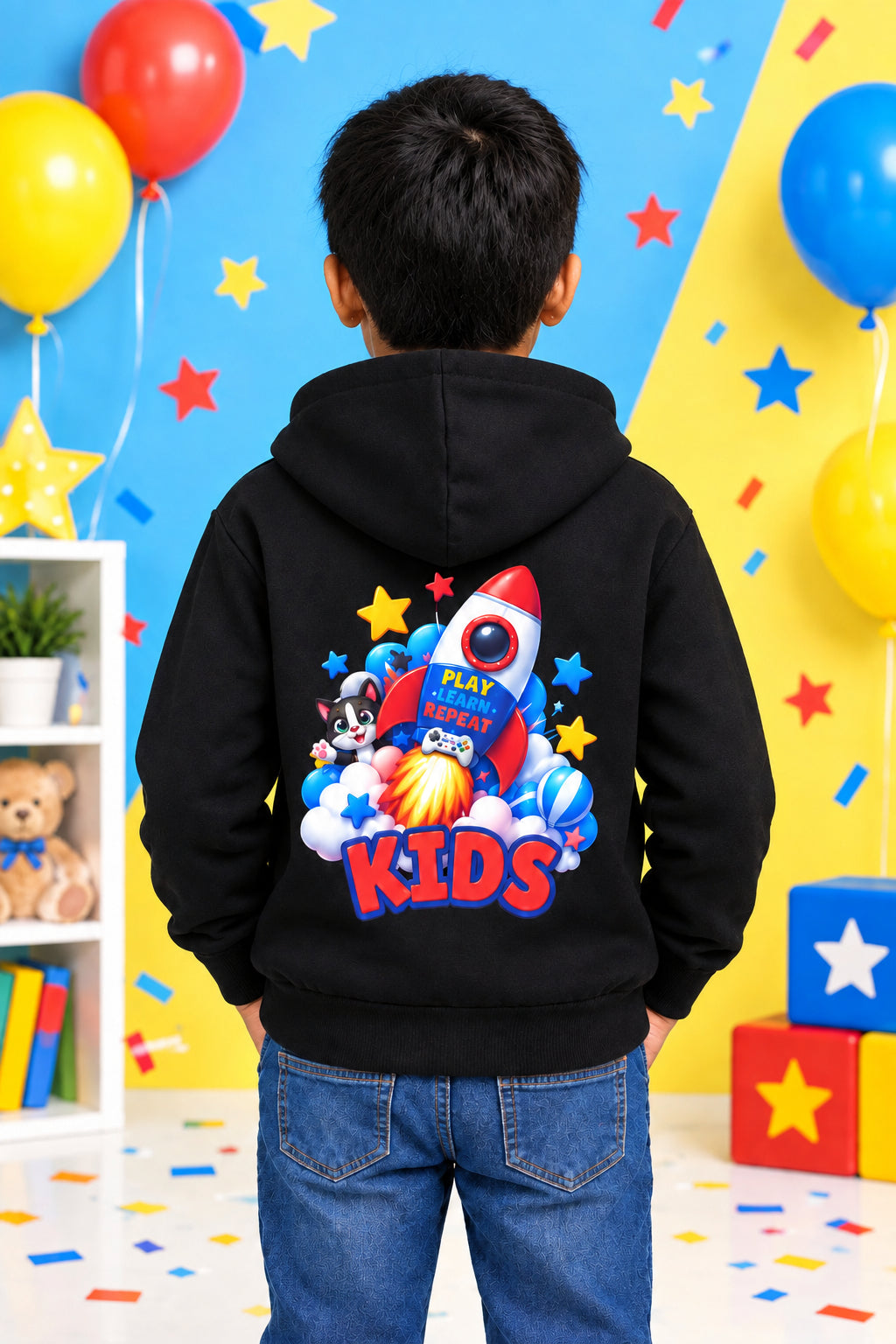 Shunya Fashion Playful Print Boy's Cotton Hoodie