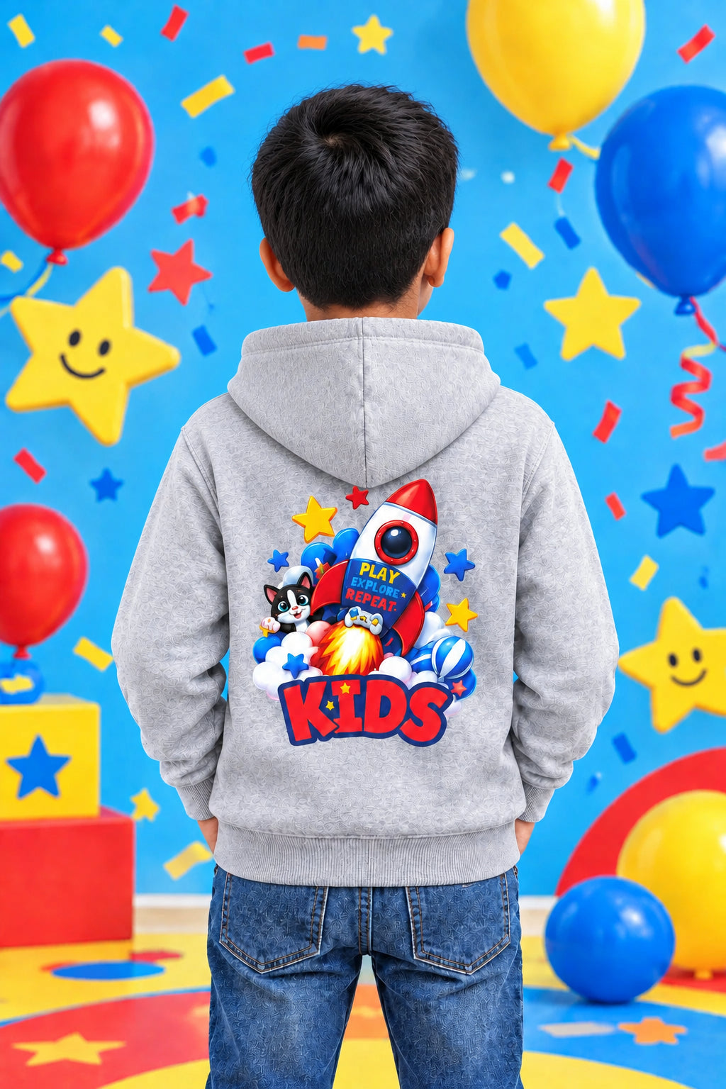 Shunya Fashion Playful Print Boy's Cotton Hoodie