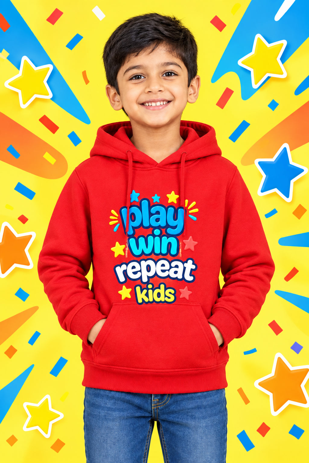 Shunya Fashion Playful Print Boy's Cotton Hoodie