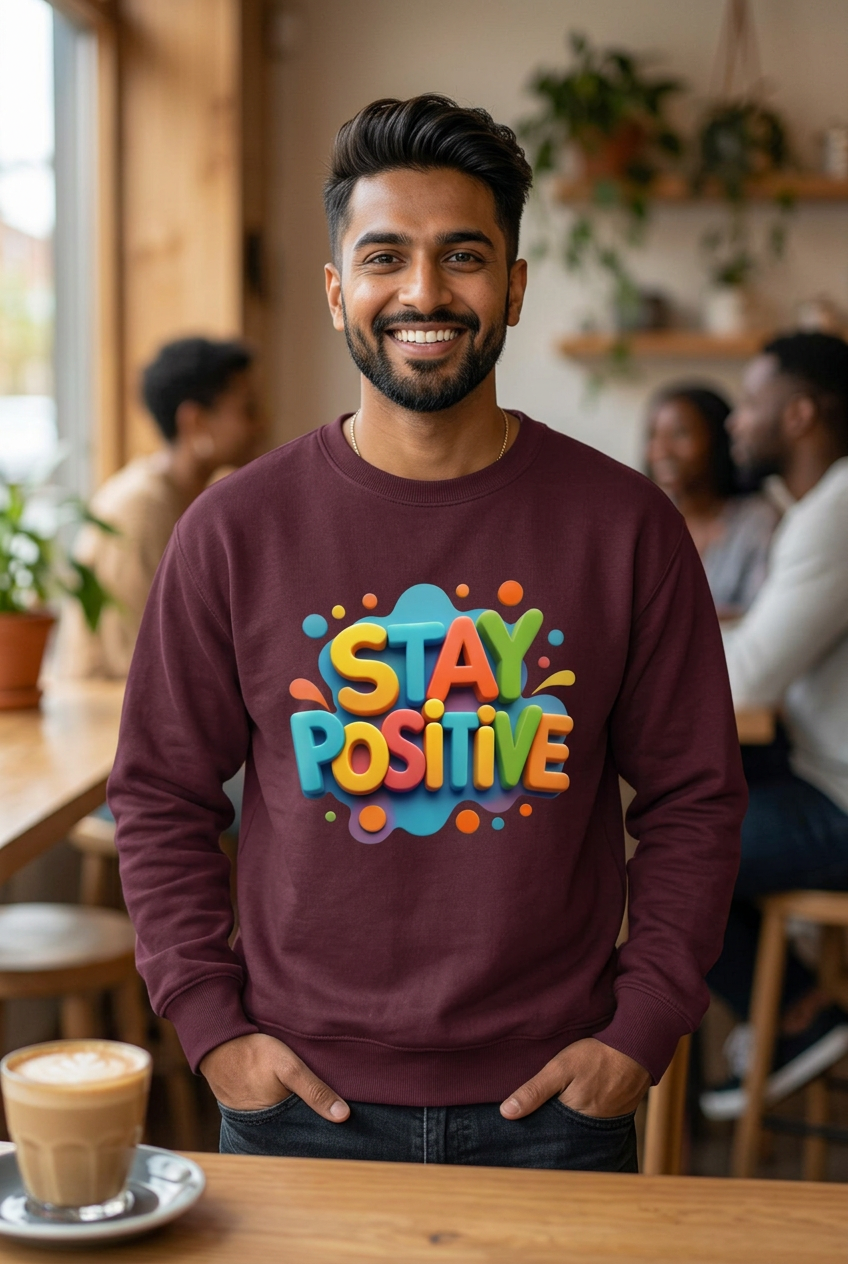Shunya Fashion Stay Positive Men's Oversized Sweatshirt