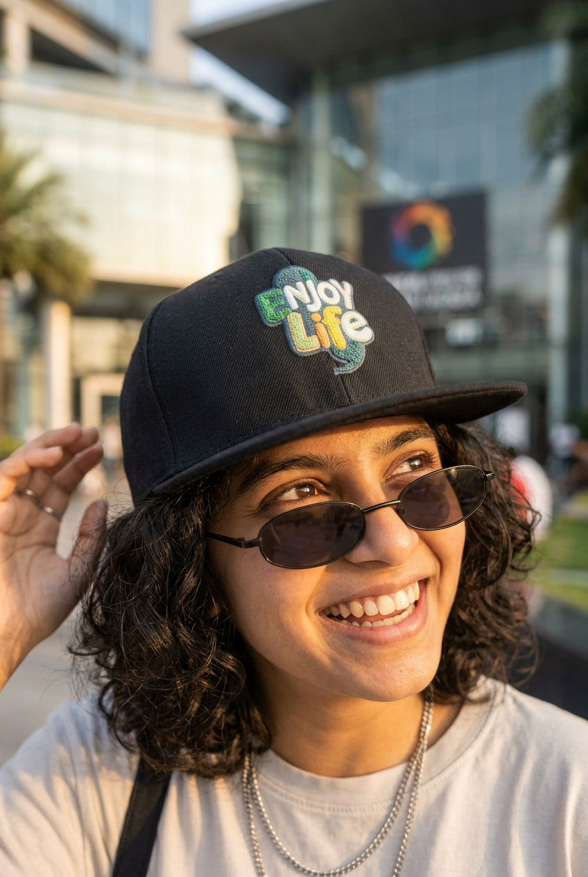 Shunya Fashion Enjoy Life Embroidery Snapback Cap