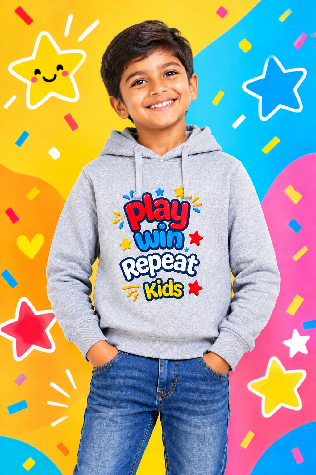 Shunya Fashion Playful Print Boy's Cotton Hoodie