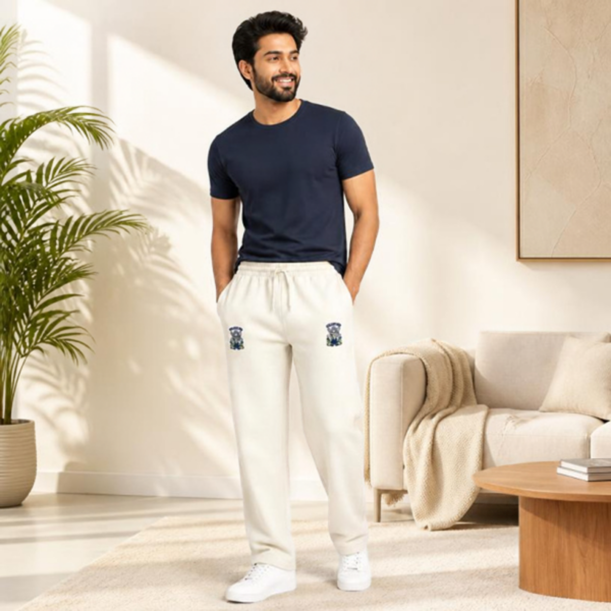 Shunya Fashion Crafted Joy Embroidery Men's Sweatpants