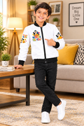 Shunya Fashion Be Brave Print Aop Boy's Bomber Jacket | White
