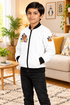Shunya Fashion Be Brave Print Aop Boy's Bomber Jacket | White