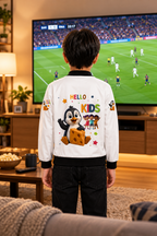 Shunya Fashion Be Brave Print Aop Boy's Bomber Jacket | White