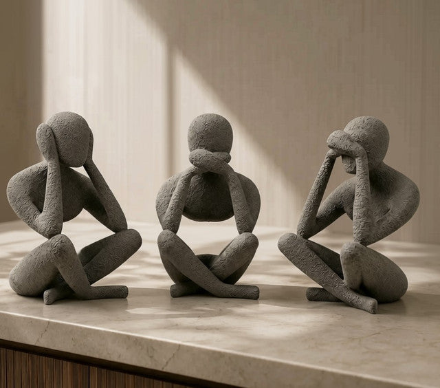 Generic Plastic No Evil Trio Set of 3 Pieces (Grey)