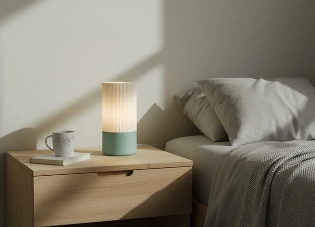 Generic Plastic Cylindrical Minimalistic Table Lamp (White-Pastel Green)
