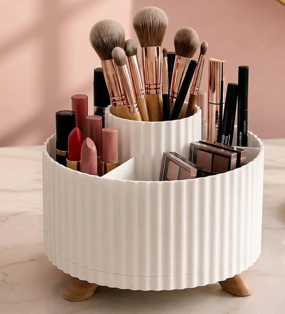 Generic Plastic Rotating Makeup Organizer Pot (White)