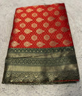 Generic Women's Jacquard Printed Saree With Unstitched Blouse - 5.5 Mtr (Red)