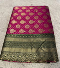 Generic Women's Jacquard Printed Saree With Unstitched Blouse - 5.5 Mtr (Pink)