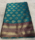 Generic Women's Jacquard Printed Saree With Unstitched Blouse - 5.5 Mtr (Teal-Purple)