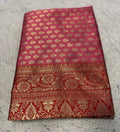 Generic Women's Jacquard Printed Saree With Unstitched Blouse - 5.5 Mtr (Pink-Red)