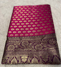 Generic Women's Jacquard Printed Saree With Unstitched Blouse - 5.5 Mtr (Pink-Purple)