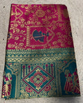 Generic Women's Jacquard Printed Saree With Unstitched Blouse - 5.5 Mtr (Magenta-Teal)