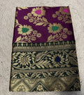 Generic Women's Jacquard Floral Printed Saree With Unstitched Blouse - 5.5 Mtr (Purple-Dark Green)