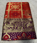 Generic Women's Jacquard Printed Saree With Unstitched Blouse - 5.5 Mtr (Red-Purple)