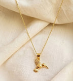 Generic Women's Pack of 2 Brass Gold Plated Hummingbird Pendant Necklace (Gold)-PID68256