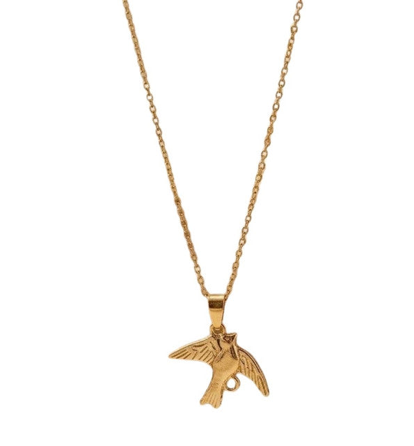 Generic Women's Pack of 2 Brass Gold Plated Flying Bird Pendant Necklace (Gold)-PID68258