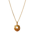 Generic Women's Pack of 2 Brass Gold Plated Ornate Circular Pendant Necklace (Gold)-PID68263