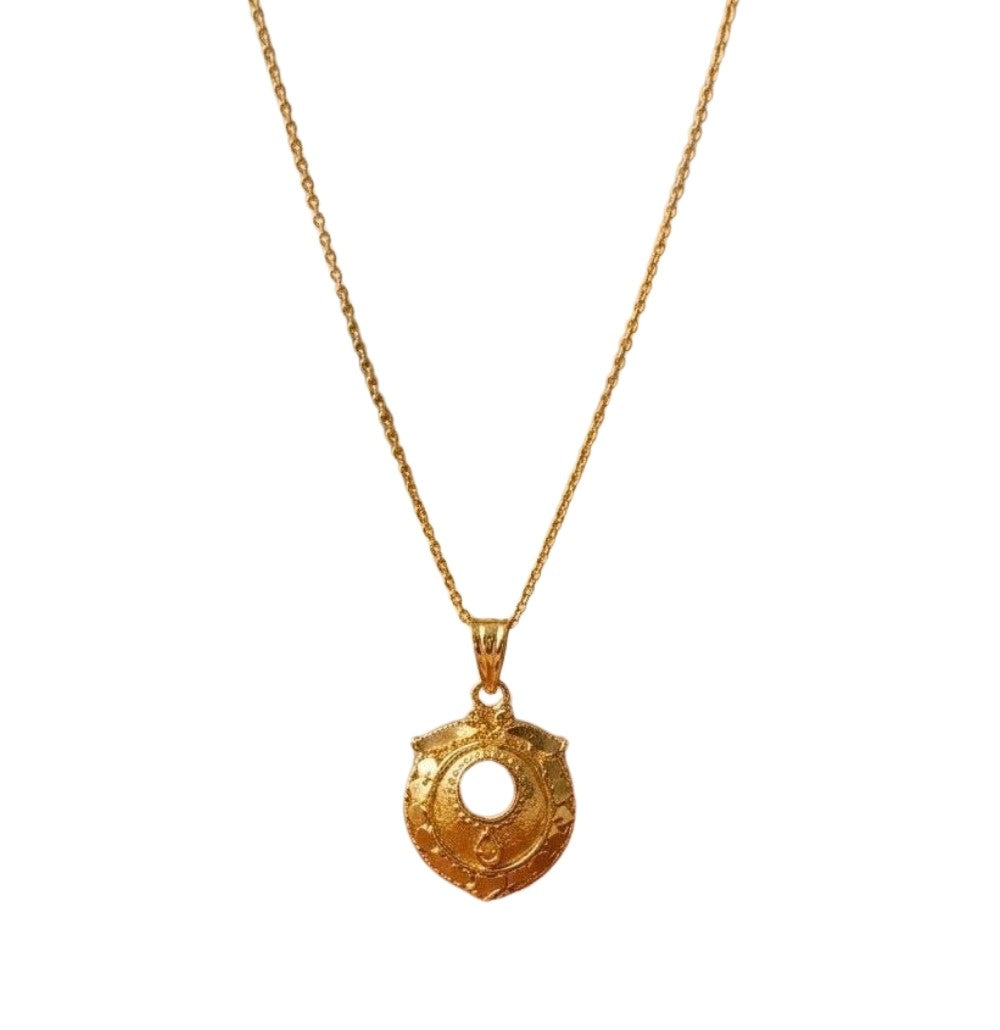 Generic Women's Pack of 2 Brass Gold Plated Ornate Circular Pendant Necklace (Gold)-PID68263