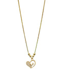 Generic Women's Pack of 2 Brass Gold Plated Swirl Heart Pave Crystal Necklace (Gold)-PID68270