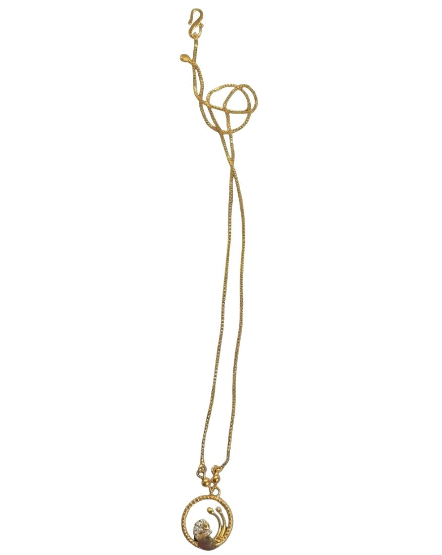Generic Women's Pack of 2 Brass Gold Plated Circular Swirl CZ Pendant Necklace (Gold)-PID68271