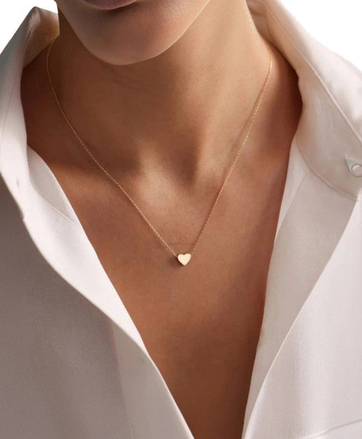 Generic Women's Pack of 2 Brass Gold Plated Mini Heart Pendant Necklace (Gold)-PID68279