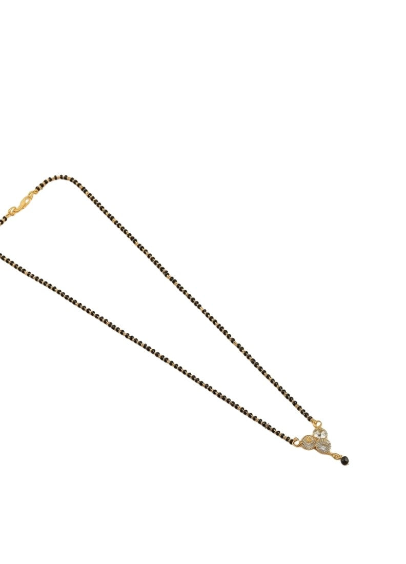 Generic Women's Brass Gold Plated Triple Crystal Mangalsutra (Multicolor)-PID68281