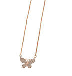 Generic Women's Pack of 2 Brass Gold Plated Pave Crystal Butterfly Necklace (Gold)-PID68286