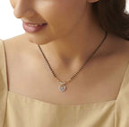 Generic Women's Brass Gold Plated V-Shape Solitaire Mangalsutra (Multicolor)-PID68289