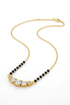 Generic Women's Brass Gold Plated Triple Solitaire AD Mangalsutra (Multicolor)-PID68299