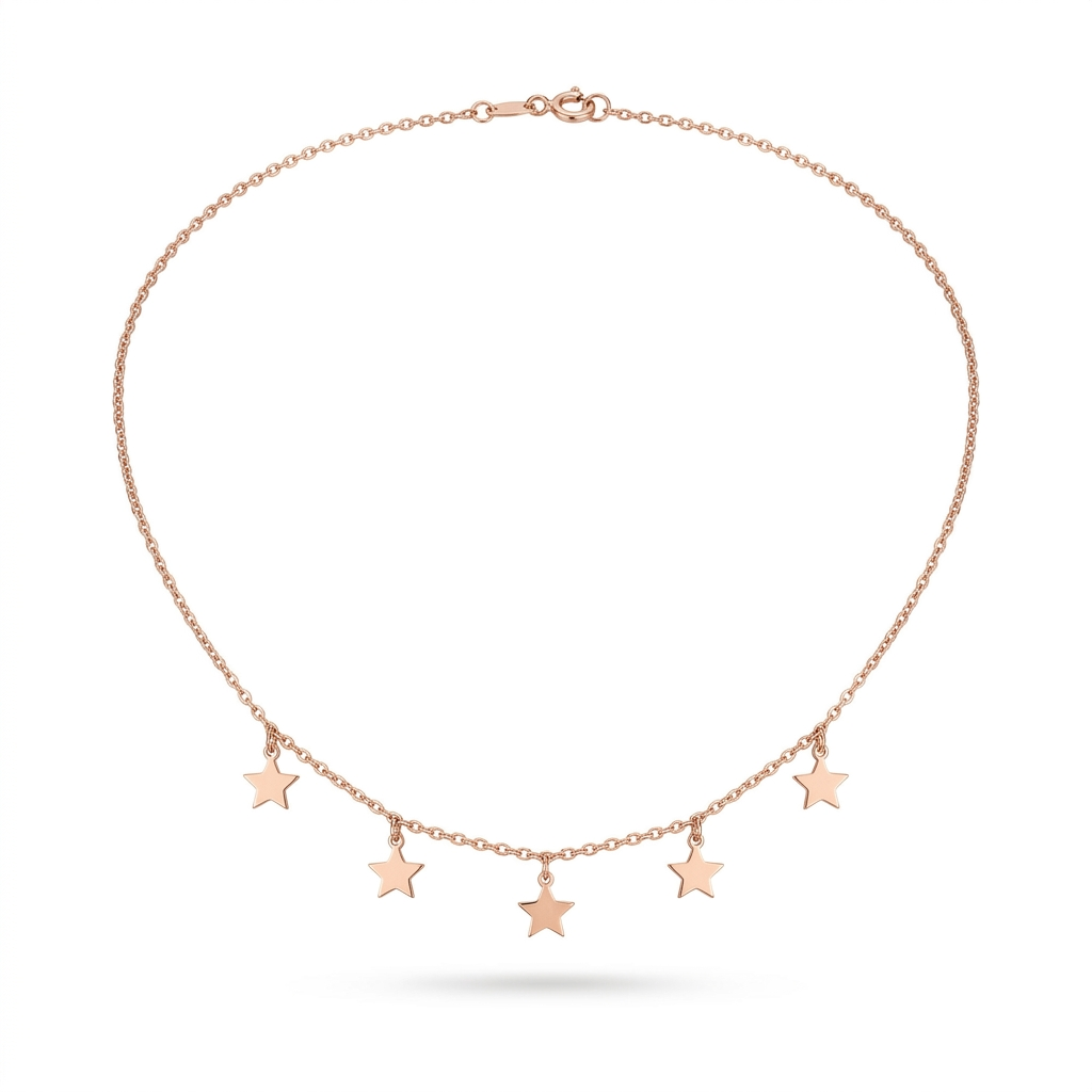 Generic Women's Pack of 2 Brass Gold Plated Star Charm Choker Necklace (Gold)-PID68300