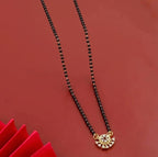 Generic Women's Brass Gold Plated Sunburst Floral Mangalsutra (Multicolor)-PID68301