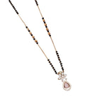 Women's Brass Gold Plated Floral Pink Stone Mangalsutra (Multicolor)