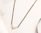 Women's Brass Gold Plated V-Shape Minimalist Mangalsutra (Multicolor)