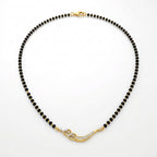 Women's Brass Gold Plated Curved Swirl Heart Mangalsutra (Multicolor)