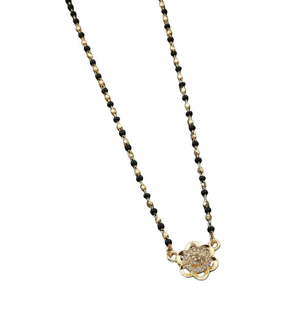 Women's Brass Gold Plated Dainty Floral AD Mangalsutra (Multicolor)