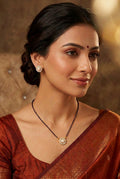 Women's Brass Gold Plated Pearl Halo Mangalsutra Set (Multicolor
