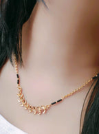 Women's Brass Gold Plated Asymmetric Leaf Branch Mangalsutra (Multicolor)