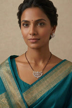 Women's Brass Gold Plated Sunburst Half-Halo Mangalsutra (Multicolor)