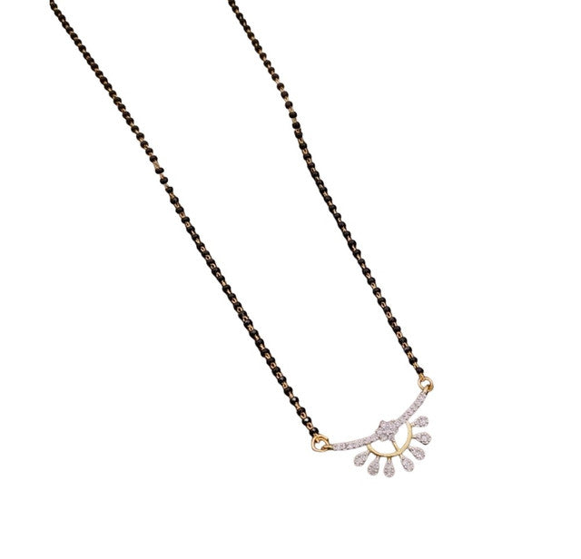 Women's Brass Gold Plated Sunburst Half-Halo Mangalsutra (Multicolor)
