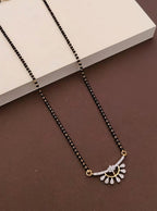 Women's Brass Gold Plated Sunburst Half-Halo Mangalsutra (Multicolor)