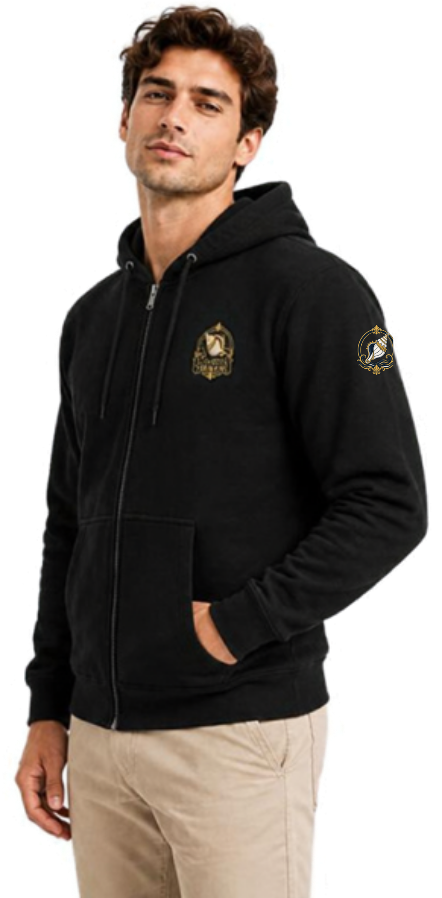 Shunya Fasion  Coastal Treasure  Embroidery  Premium Men's Zip Hoodie
