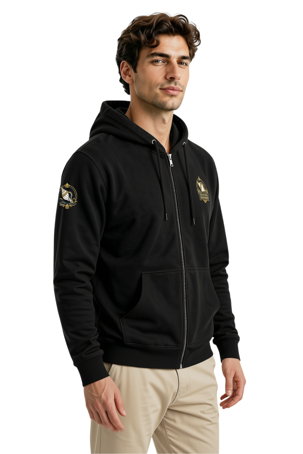 Shunya Fasion  Coastal Treasure  Embroidery  Premium Men's Zip Hoodie