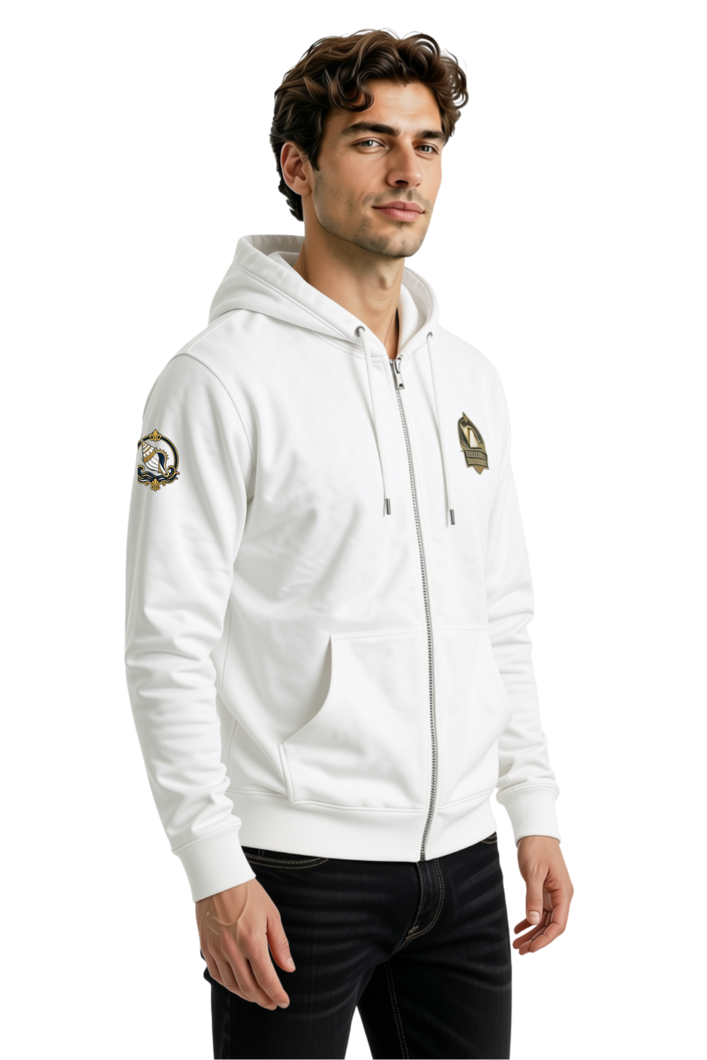 Shunya Fasion  Coastal Treasure  Embroidery  Premium Men's Zip Hoodie