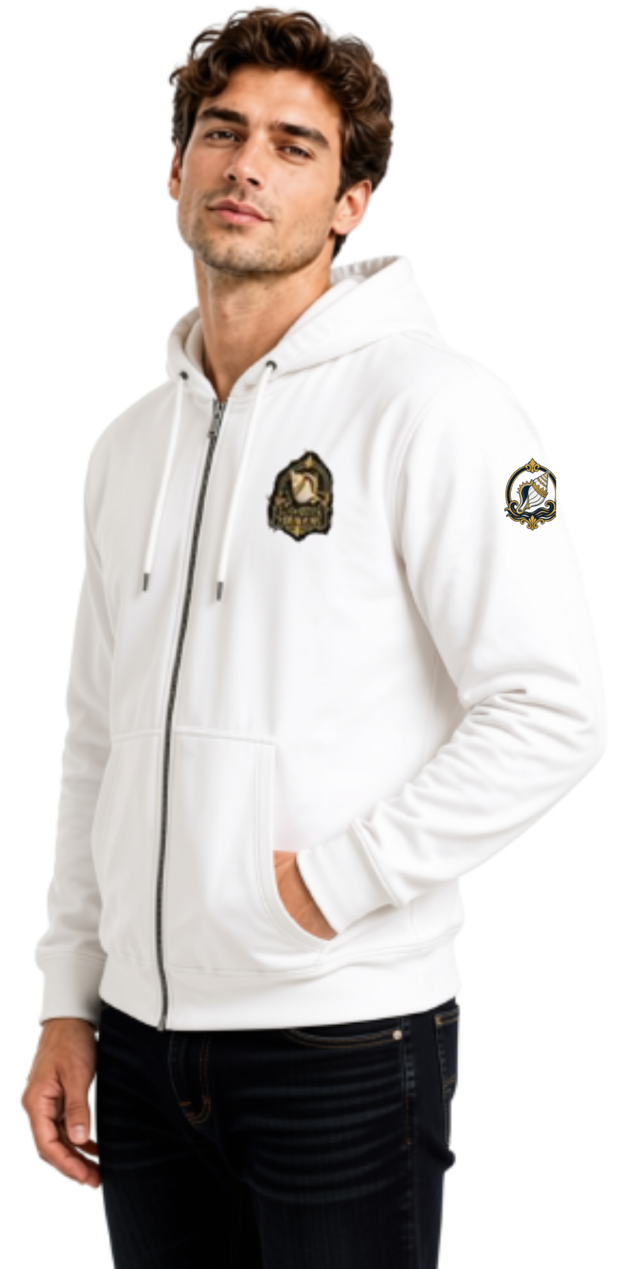 Shunya Fasion  Coastal Treasure  Embroidery  Premium Men's Zip Hoodie
